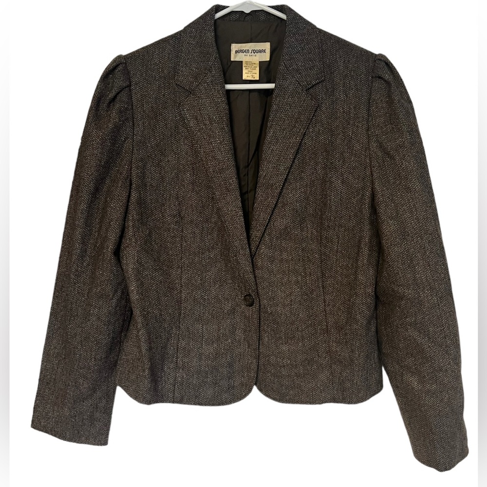 Bergen Square  Women’s Vintage Y2K Wool Blend Cropped Blazer size 15/16.Academia